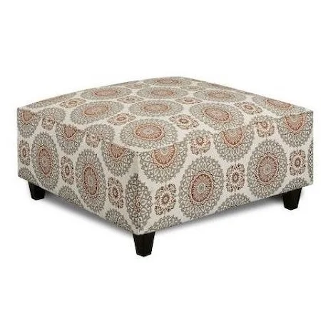 Contemporary Square Ottoman with Tapered Wood Legs